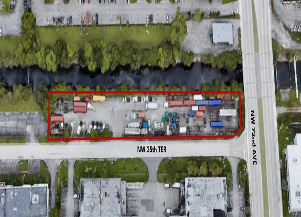 3500 Milam Dairy Road — 1.16-acre industrial parcel outlined from above in Miami's Airport West submarket